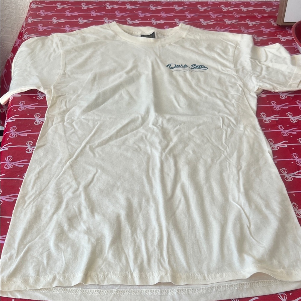 Cream T-Shirt with Blue Logo size Adult Small